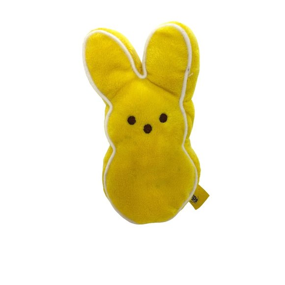 Peeps Beanbag Bunny Plush Toy Rabbi 6” x 3” Yellow 2006 White Piping Outline - Picture 1 of 9
